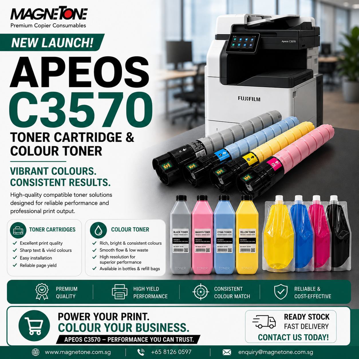 Apeos C3570 Compatible Toner Solutions Now Available at Magnetone